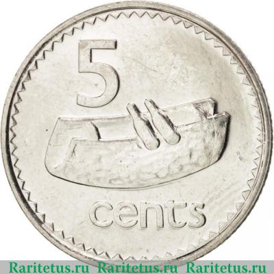 Реверс монеты 5 центов (cents) 1987 года   Фиджи