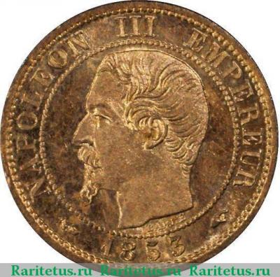 1 сантим (centime) 1853 года A  Франция