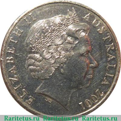 20 центов (cents) 2001 года  западные территории Австралия