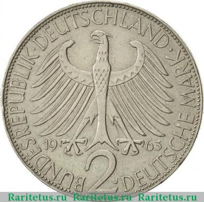 2 марки (deutsche mark) 1963 года J  Германия