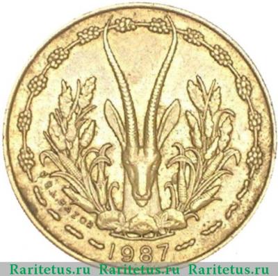 5 франков (francs) 1987 года   Западная Африка (BCEAO)