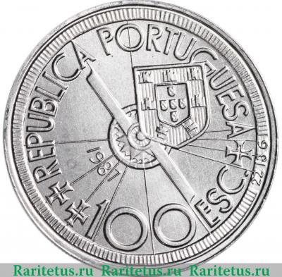 100 эскудо (escudos) 1987 года  Диогу Кан Португалия