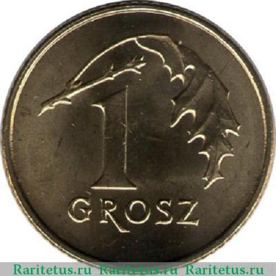 Реверс монеты 1 грош (grosz) 2014 года  вокруг орла Польша