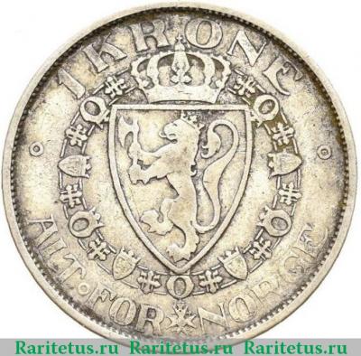 Реверс монеты 1 крона (krone) 1910 года   Норвегия