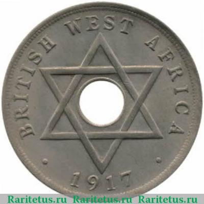 Реверс монеты 1 пенни (penny) 1917 года   Британская Западная Африка