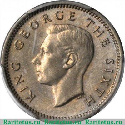 3 пенса (pence) 1950 года   Новая Зеландия