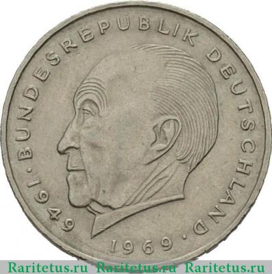 Реверс монеты 2 марки (deutsche mark) 1974 года F  Германия