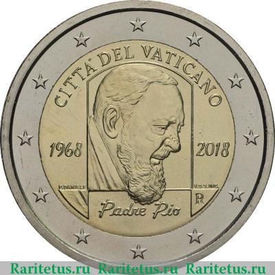 2 евро (euro) 2018 года  Падре Пио Ватикан