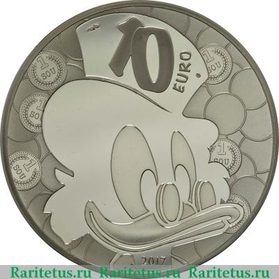 Реверс монеты 10 евро (euro) 2017 года  Скрудж Макдак Франция proof