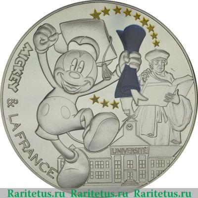 Реверс монеты 50 евро (euro) 2018 года  Микки студент Франция