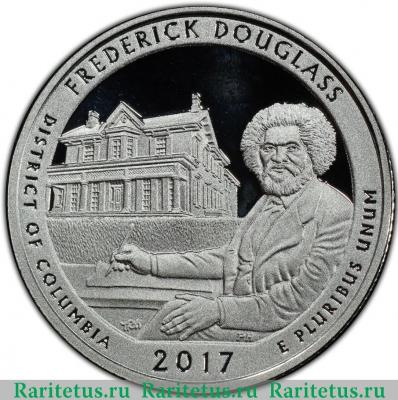 Реверс монеты 25 центов (квотер, 1/4 доллара, quarter dollar) 2017 года S дом Дугласа США proof