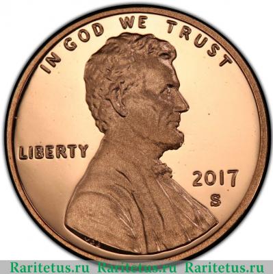 1 цент (cent) 2017 года S  США
