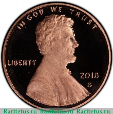 1 цент (cent) 2018 года S  США