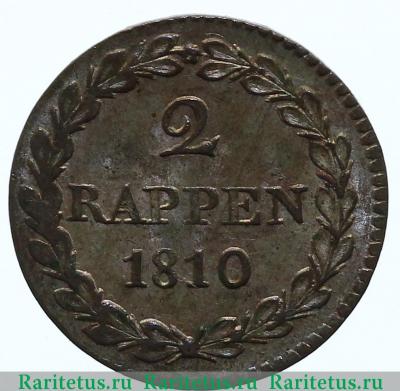 Реверс монеты 2 раппена (rappen) 1810 года   Базель
