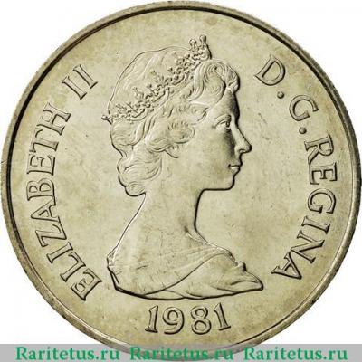 1/2 кроны (half crown) 1981 года   Тёркс и Кайкос