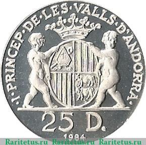 25 динеров 1984 года   Андорра