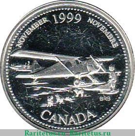 Реверс монеты 25 центов 1999 года   Канада