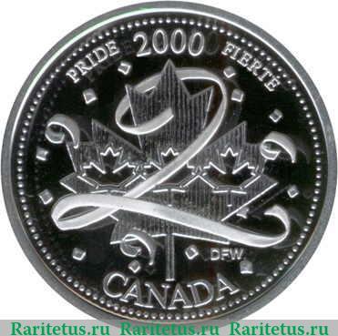 Реверс монеты 25 центов 2000 года   Канада