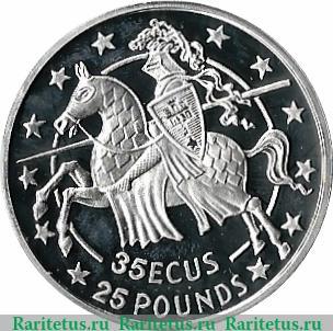 Реверс монеты 35 ЭКЮ 1991-1992 годов   Гибралтар
