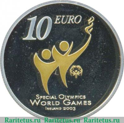 Реверс монеты 10 евро 2003 года   Ирландия