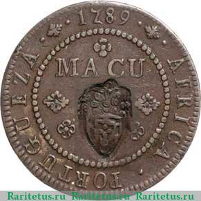 Реверс монеты 2 макуты 1789 года   Ангола