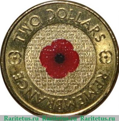Реверс монеты 2 доллара 2012-2018 годов   Австралия