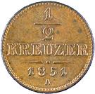 Реверс монеты ½ крейцера 1851 года   Австрия