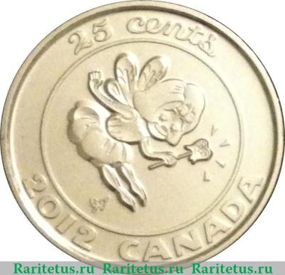 Реверс монеты 25 центов 2012 года   Канада