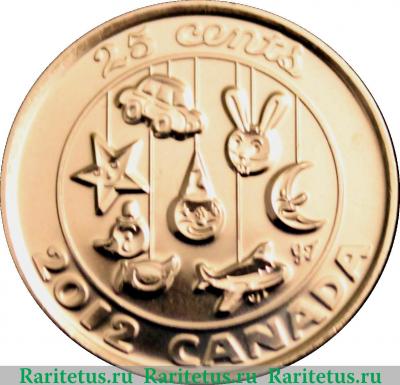 Реверс монеты 25 центов 2012 года   Канада