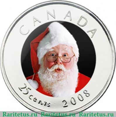 Реверс монеты 25 центов 2008 года   Канада