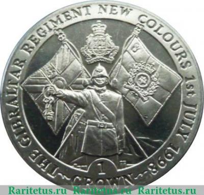 Реверс монеты 1 крона 1998 года   Гибралтар