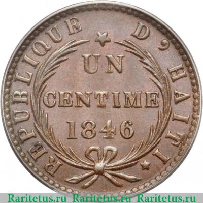 Реверс монеты 1 сантим 1846 года   Гаити