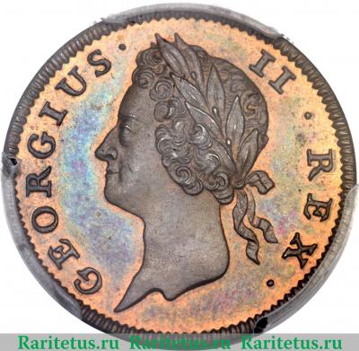 1 фартинг 1737-1738 годов   Ирландия
