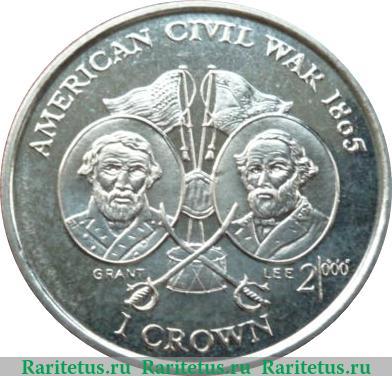 Реверс монеты 1 крона 1999 года   Остров Мэн