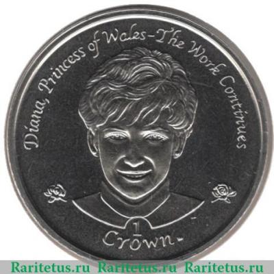 Реверс монеты 1 крона 2002 года   Остров Мэн