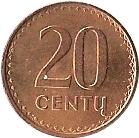 Реверс монеты 20 центов 1991 года   Литва