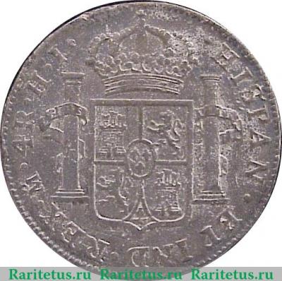Реверс монеты 4 реала 1809-1812 годов   Мексика