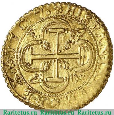 Реверс монеты 4 эскудо 1707 года   Испания