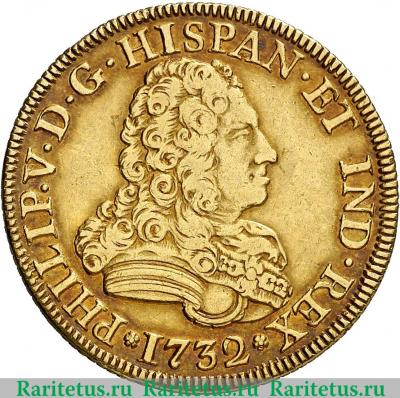 4 эскудо 1732-1734 годов   Испания