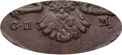 Деталь монеты 5 копеек 1763 года СПМ буквы меньше, бант меньше