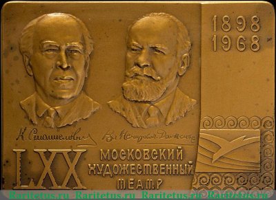 Плакета «70 лет Московскому Художественному академическому театру им. М. Горького» 1968 года, СССР
