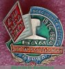 Знак «XVII съезд ВЛКСМ. Всесоюзный ударный комсомольский отряд. БАМ. 1974-1984» 1984 года, СССР