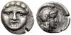 Pisidia, Obol, Selge, 350-300 BC, AR, g 0,91, mm 9, Gorgoneion, Rv. Helmeted head of Athena r.. SNG Aulock 5268.Cabinet tone. Good very fine, Аукцион: ACR Auctions от 96 EUR