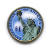 1 доллар — 16-ый Президент США - Авраам Линкольн (1861-1865), цветная эмаль 2010 года D, Аукцион: Anumis от 1 RUB