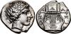 Circa 383/2 BC. AR Tetrobol (14mm, 2.40 g, 12h). Olynthos mint. Laureate head of Apollo right / Kithara within incuse square. Robinson & Clement Group, Аукцион: Classical Numismatic от 180 USD