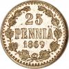 Finland: Russian Duchy Alexander II 25 Pennia 1869,..., Аукцион: Heritage за 978руб