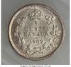 Canada: Edward VII 5 Cents 1909 AU55 ICCS,, Аукцион: Heritage за 31руб