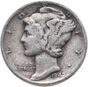США 10 центов (дайм, one dime) 1942 Mercury Dime (дайм «Меркурий») без обозначения монетного двора, Аукцион: Monetnik за 371 RUB