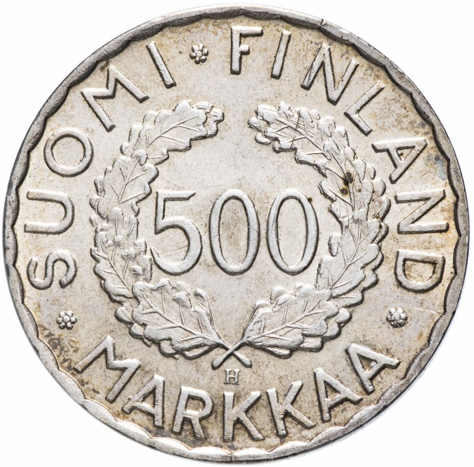 Цена монеты 500 марок (markkaa) 1952 года Финляндия 