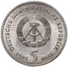 Германия (ГДР) 5 марок (mark) 1989 "500 лет со дня рождения Томаса Мюнцера, Церковь Св. Марии в Мюльхаузен", Аукцион: Monetnik за 713 RUB